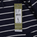 Erin London Womens L Navy White Striped Zip Hoodie Bell Sleeve Pockets NWT - take2supply