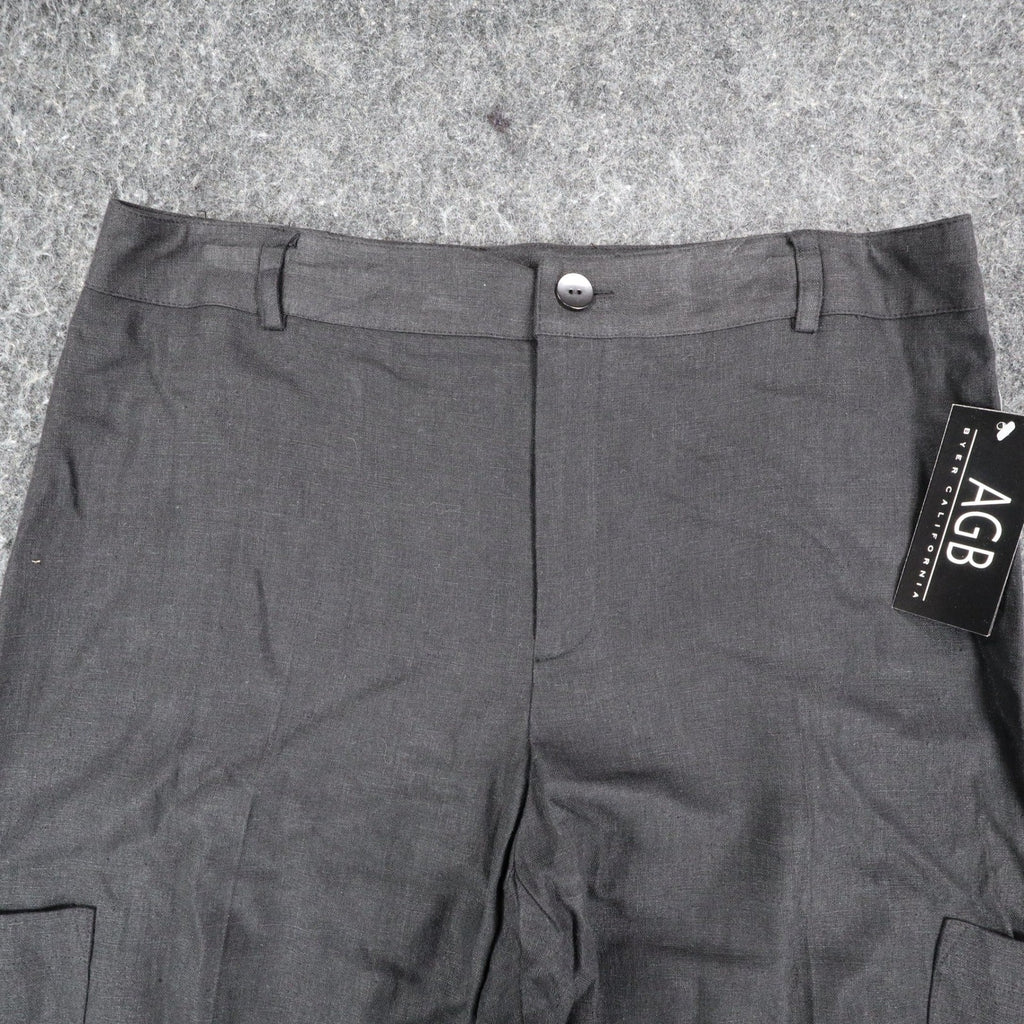 AGB Byer California Cargo Pants Womens 10 Y2K Black Linen Blend Utility Trousers - take2supply