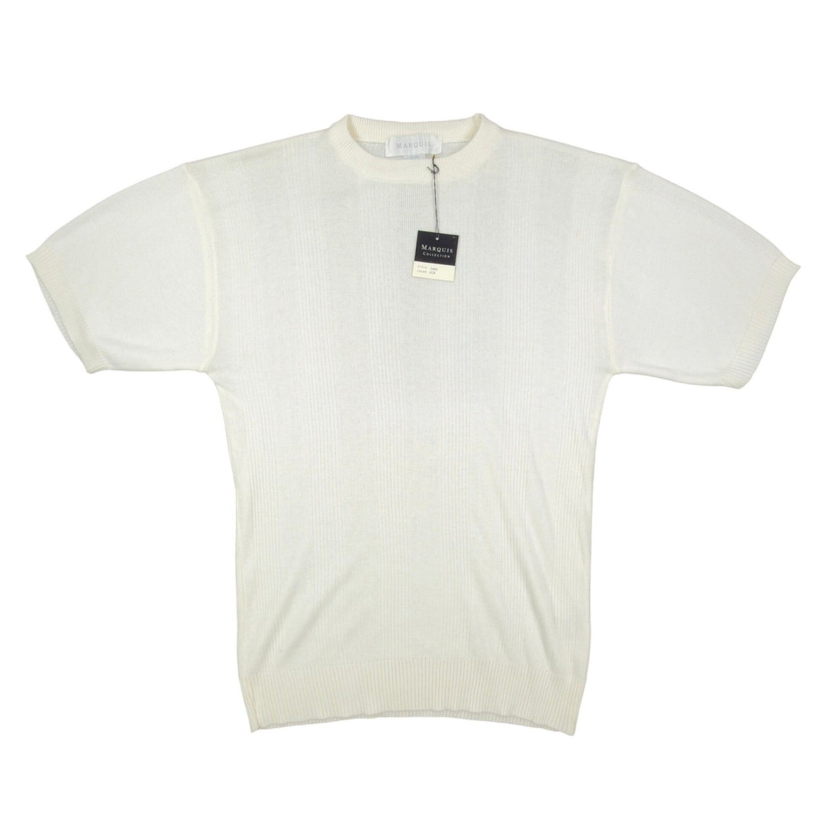 Marquis Vintage 90s Knit Top Mens Small Cream Cotton Acrylic NWT - take2supply
