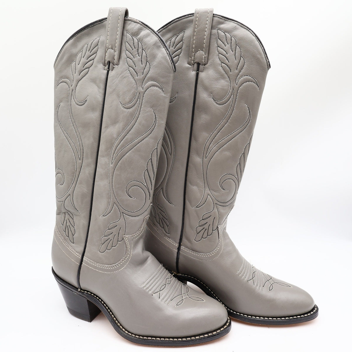 Acme Vintage 80s Cowboy Boots Womens 6 Grey Nappa Leather New Box 692 - take2supply