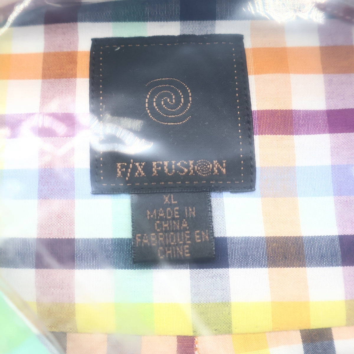 F/X Fusion Shirt Mens XL Multi Colored Check Short Sleeve Easy Care D552 NWT - take2supply