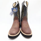 Old West 1606 Western Cowboy Boots Kids Size 1.5 Brown Black Leather NWT - take2supply