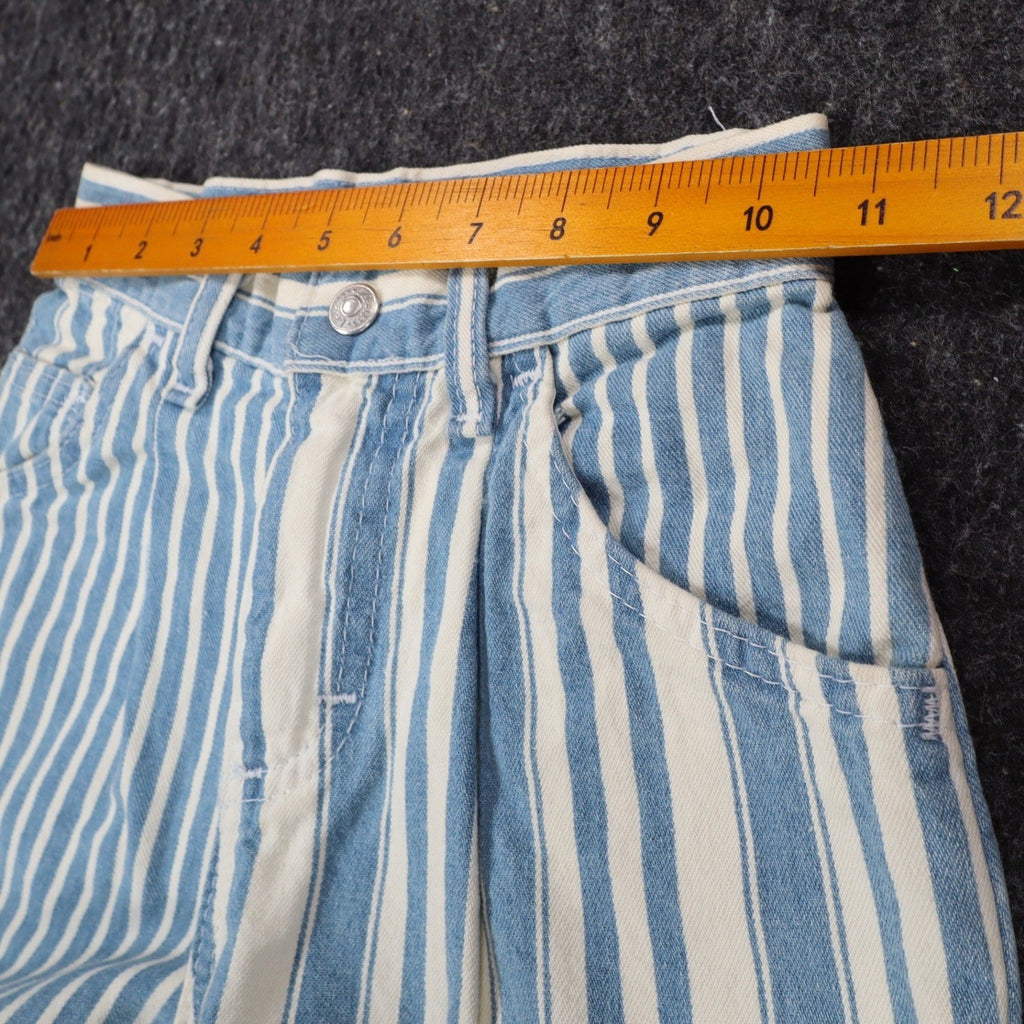 Lee Striped Denim Shorts Girls 8 Slim Vintage 90s USA Deadstock Blue White - take2supply