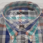 Cotton Traders Plaid Shirt Mens Medium Royal Blue Orange Check Button Down NWT - take2supply
