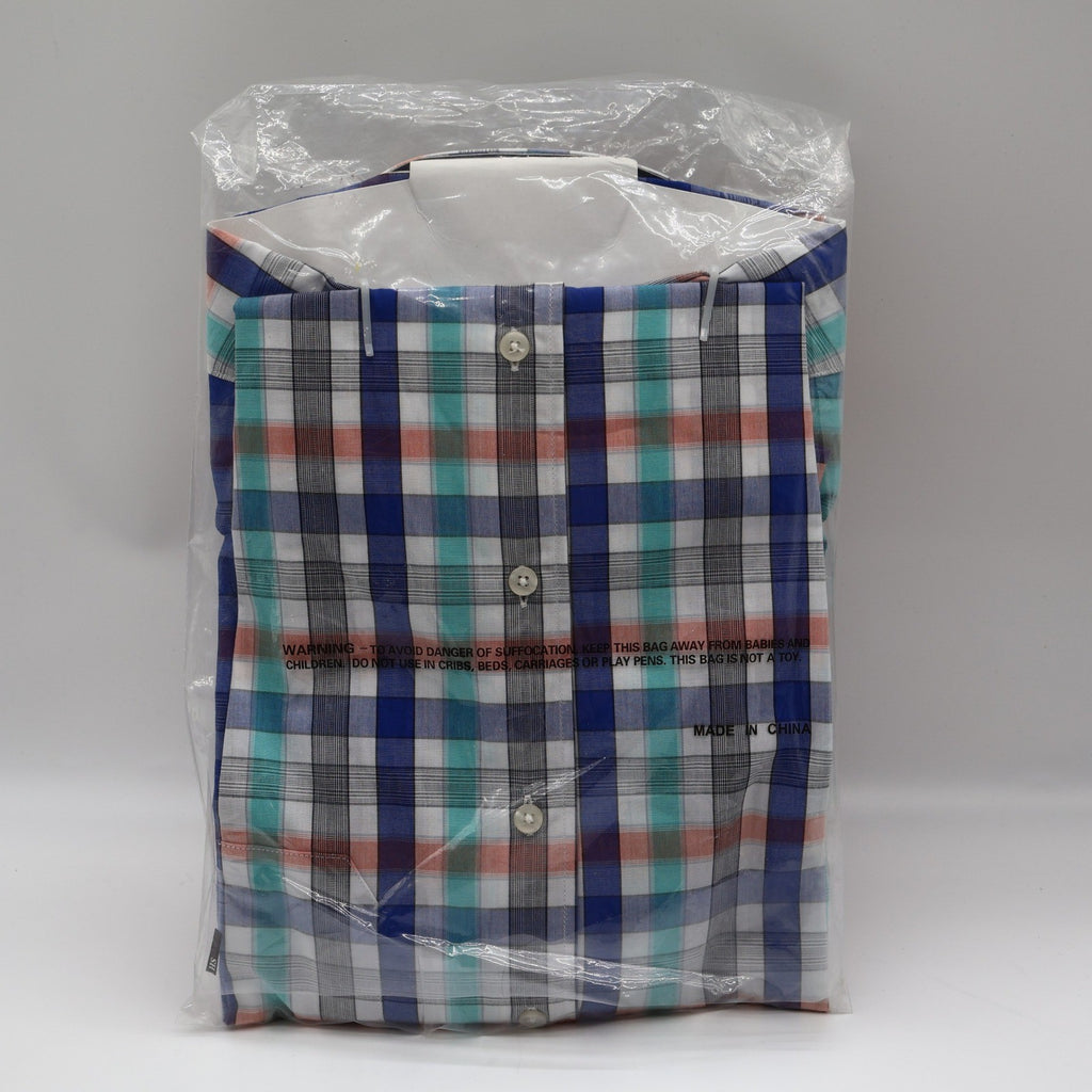 Cotton Traders Plaid Button Down Shirt Mens XL Royal Blue Short Sleeve 2700-520 - take2supply