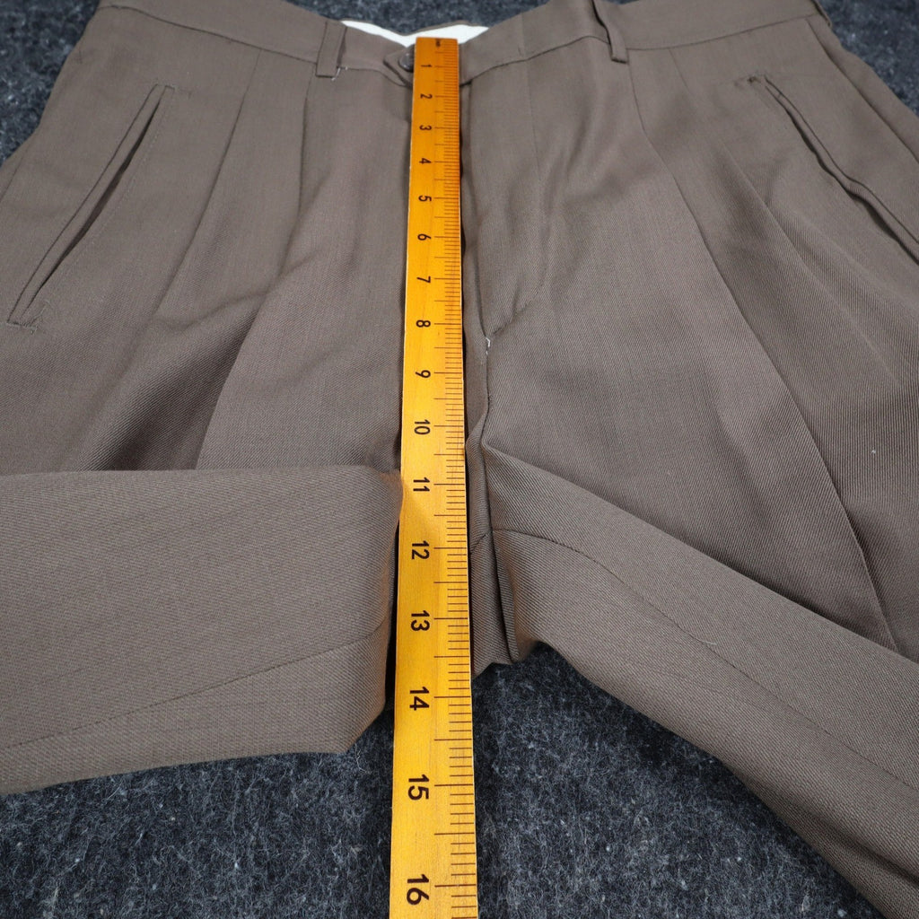 Haggar Dress Pants Mens 33x30 Pleated Wool Blend Brown Cuffed Deadstock - take2supply