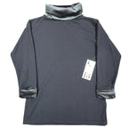 Jessica Roberts Turtleneck Top Womens Small Vintage Black Velvet Trim Cable Knit - take2supply