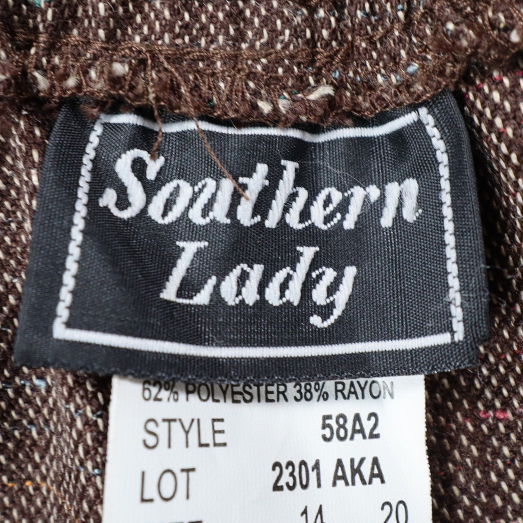 Southern Lady Pull On Pants Womens 14 Brown Hickory Elastic Waist Textured 58A2 - take2supply