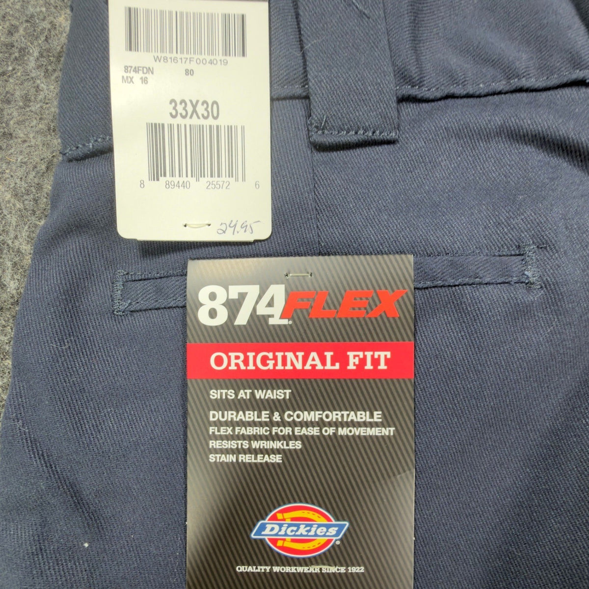 Dickies 874 Flex Work Pants Mens 33x30 Dark Navy Blue Modern NWT - take2supply