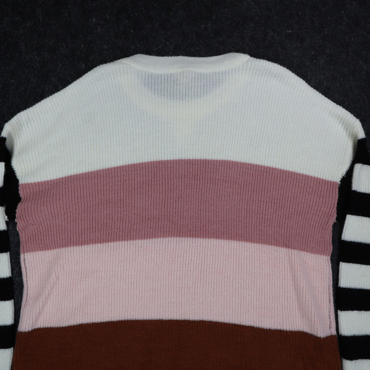 Hem & Thread Colorblock Striped Sweater Womens Large NWT Pink Brown Cream 7535 - take2supply