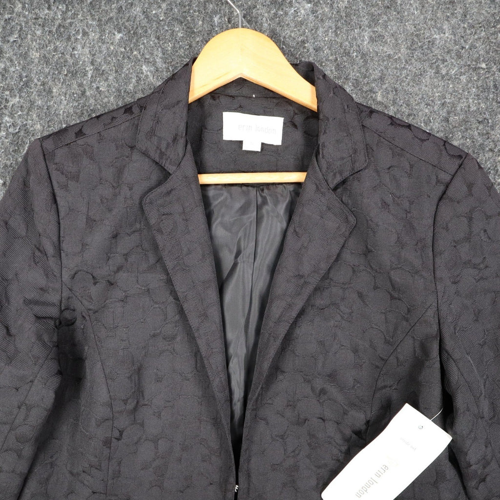 Erin London Blazer Women Size S Black Textured Jacquard Open Front Jacket New - take2supply