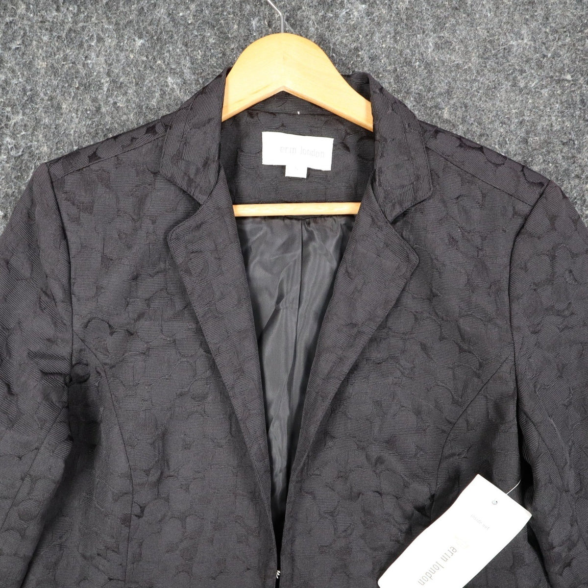 Erin London Blazer Women Size S Black Textured Jacquard Open Front Jacket New - take2supply