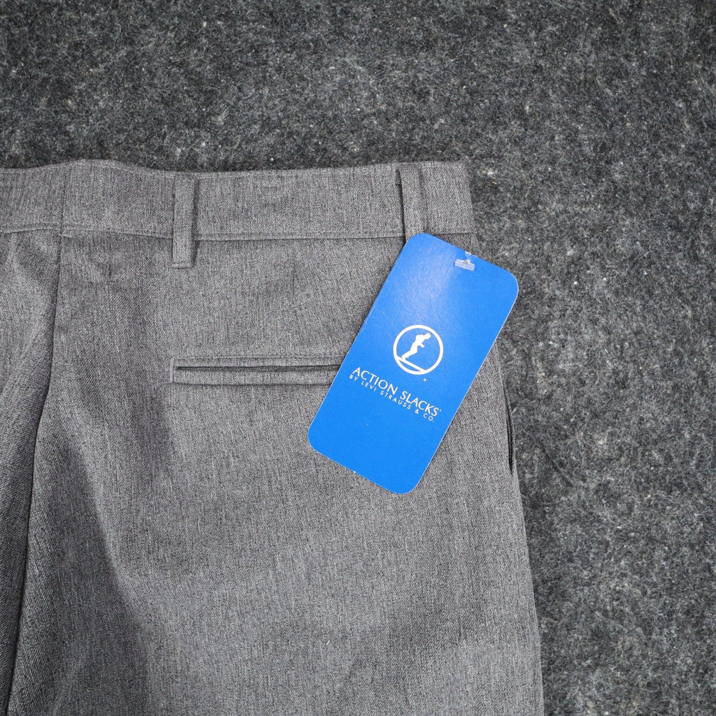 Levi Strauss Action Slacks Mens 33x30 Vintage 2000s Grey Flat Front Dress Pants - take2supply