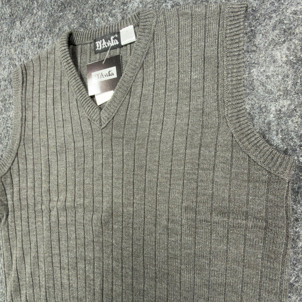D'Avila Vintage Y2K Sweater Vest Mens Medium Gray Acrylic NWT C528 - take2supply