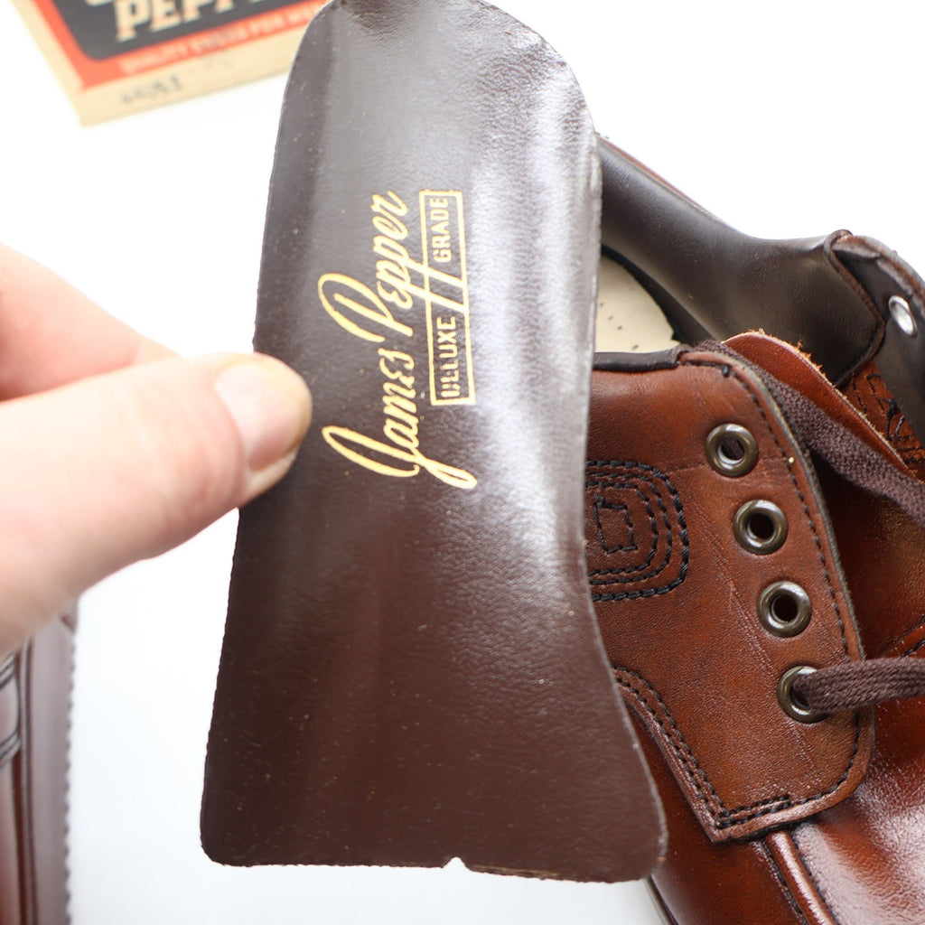 James Pepper Oxford Shoes Mens 5 D Vintage Brown Leather Moc Toe Made in USA - take2supply
