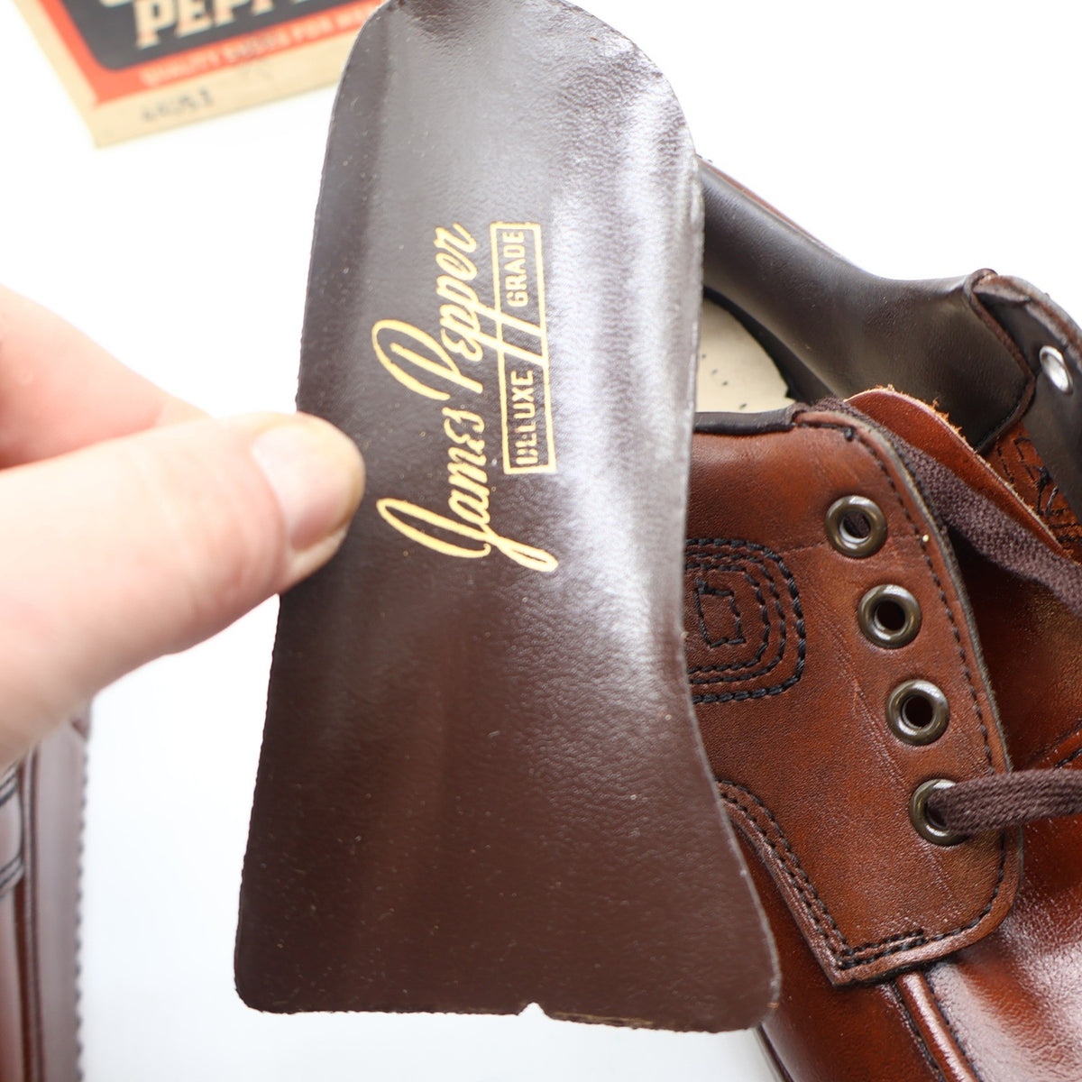 James Pepper Oxford Shoes Mens 5 D Vintage Brown Leather Moc Toe Made in USA - take2supply