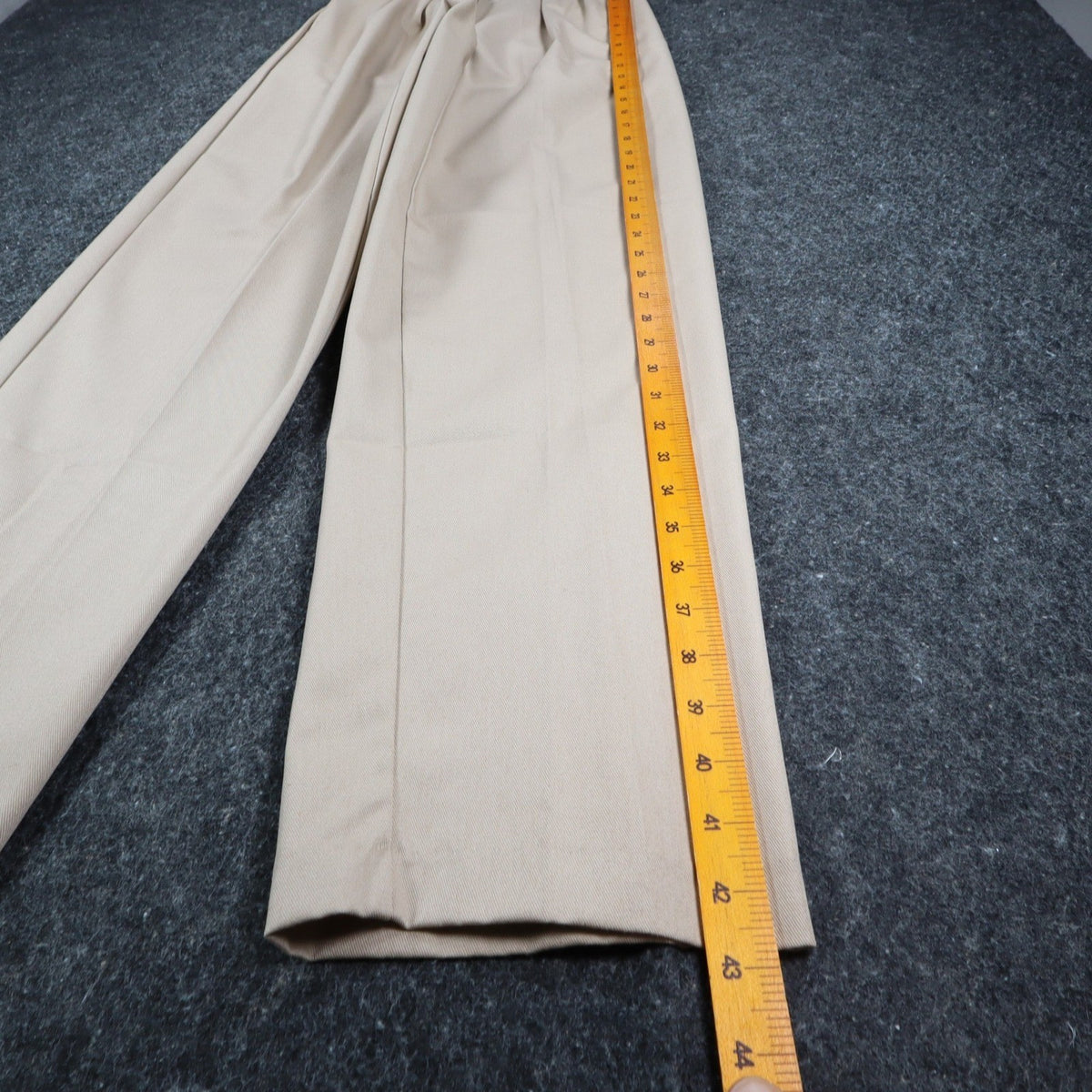 Vintage 90s High Rise Pleated Trousers Womens 11/12 Beige Wide Leg Made in USA - take2supply