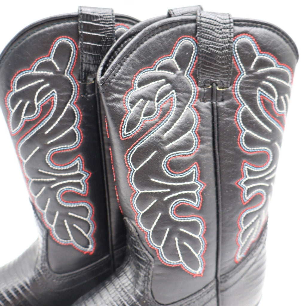 Laredo Western Cowboy Boots Kids Size 2D Vintage Black Lizard Embossed 28-2230-6 - take2supply