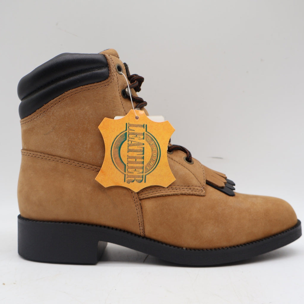 Laredo 551 Western Kiltie Boots Womens 8M Tan Leather Lace Up Deadstock 2006 - take2supply