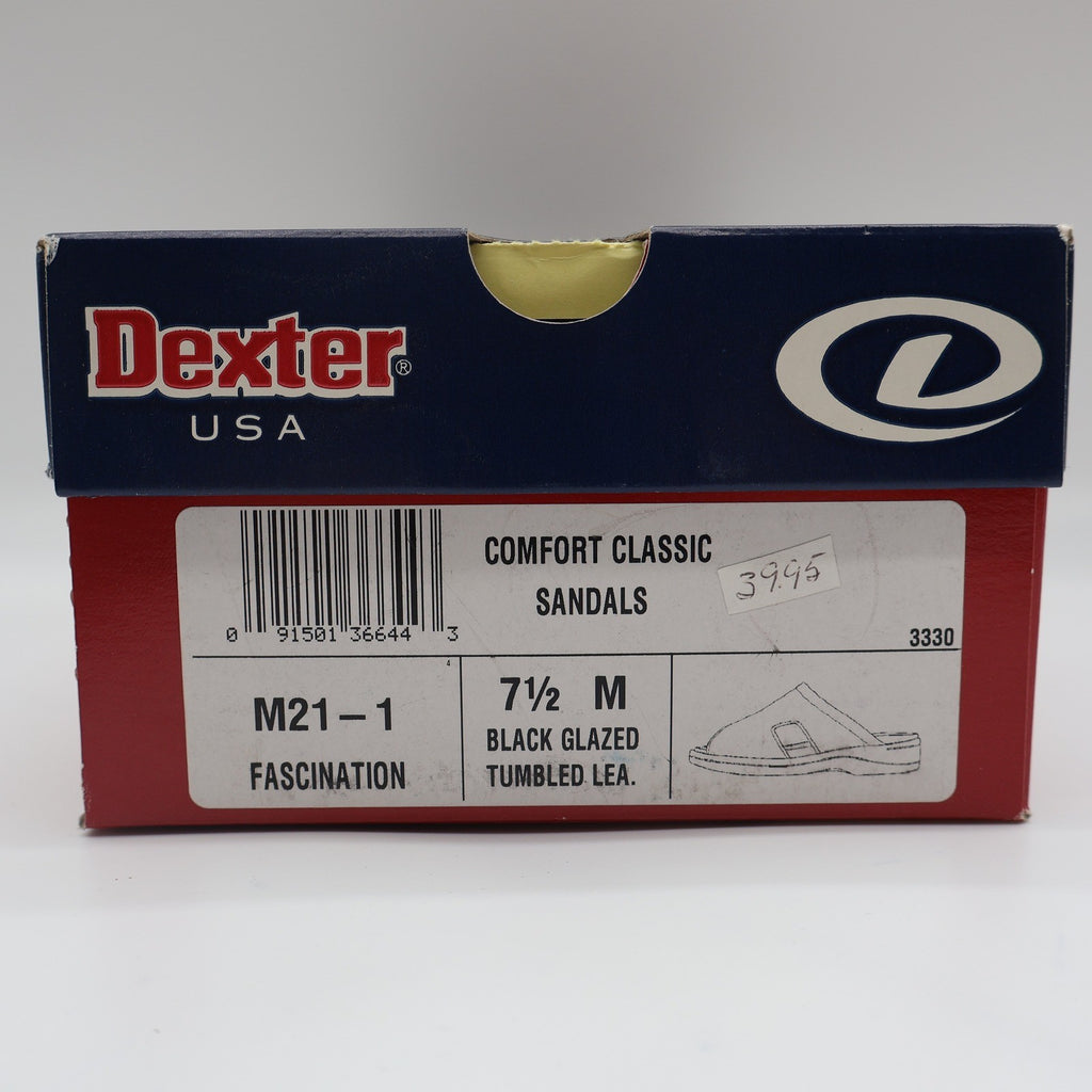 Dexter Comfort Classic Sandals Womens 7.5 Vintage Black Tumbled Leather Slides - take2supply