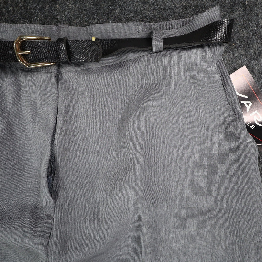 Sara Michelle Pants Womens 18 Gray Belted High Rise Dress Trousers USA NWT NOS - take2supply
