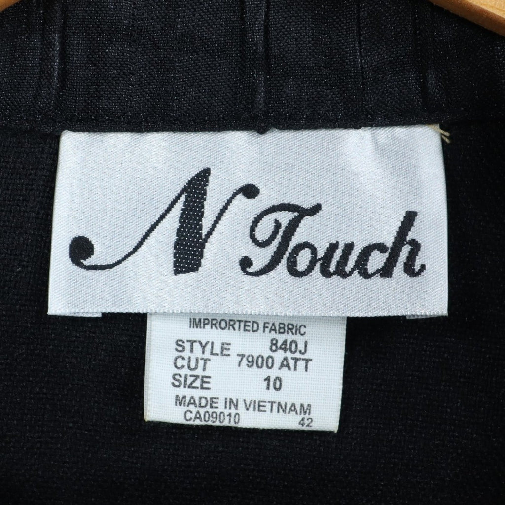 N Touch Jacket Womens 10 Black Textured Puckered Zip Front Mock Neck NWT - take2supply