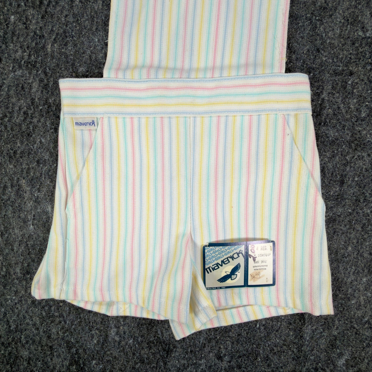Maverick Vintage 80s Striped Shortalls Girls 4 Reg White Pastel NWT Deadstock - take2supply