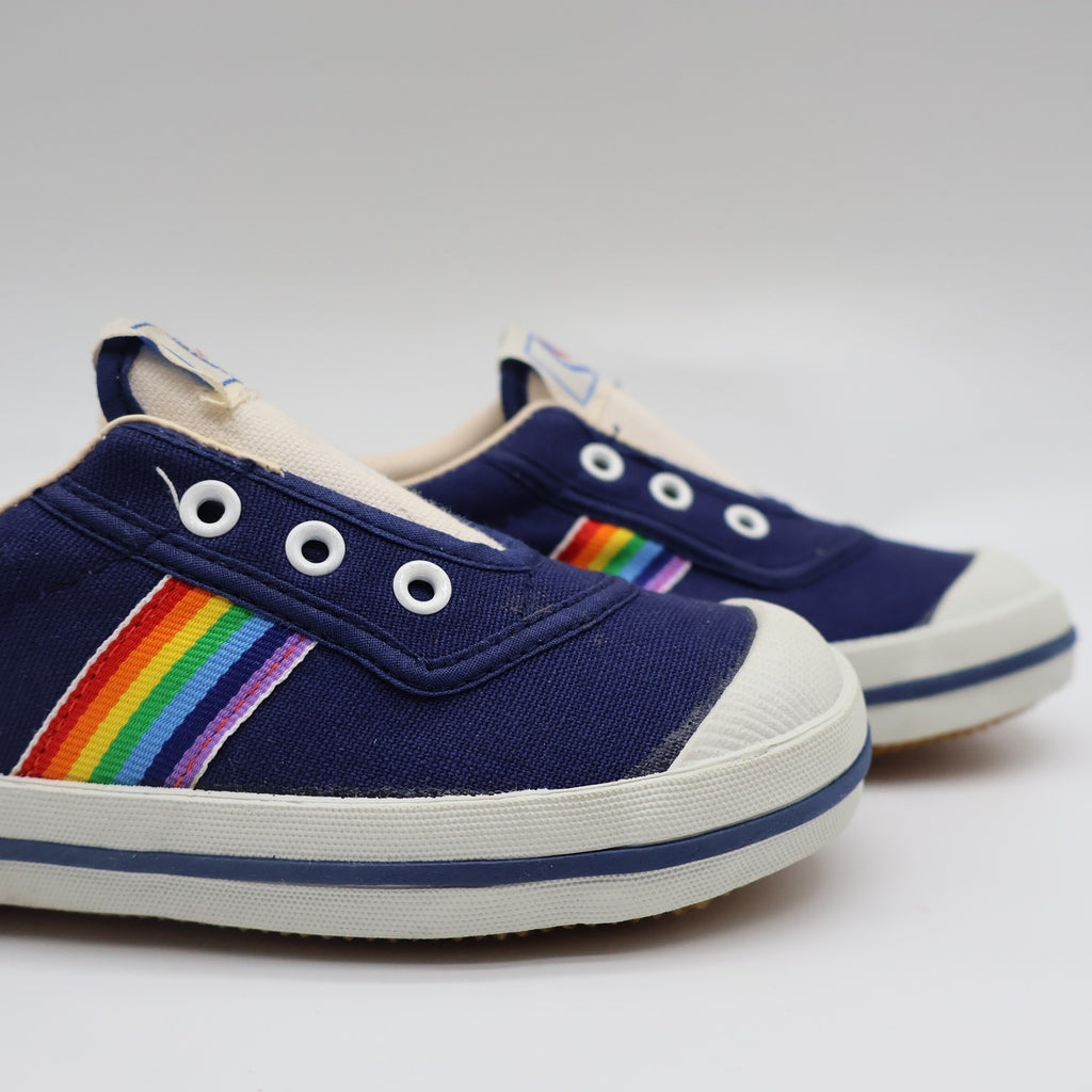AAU Ruff Necks Scooter Shoes 10.5 Vintage Deadstock Navy Rainbow Canvas Sneakers - take2supply