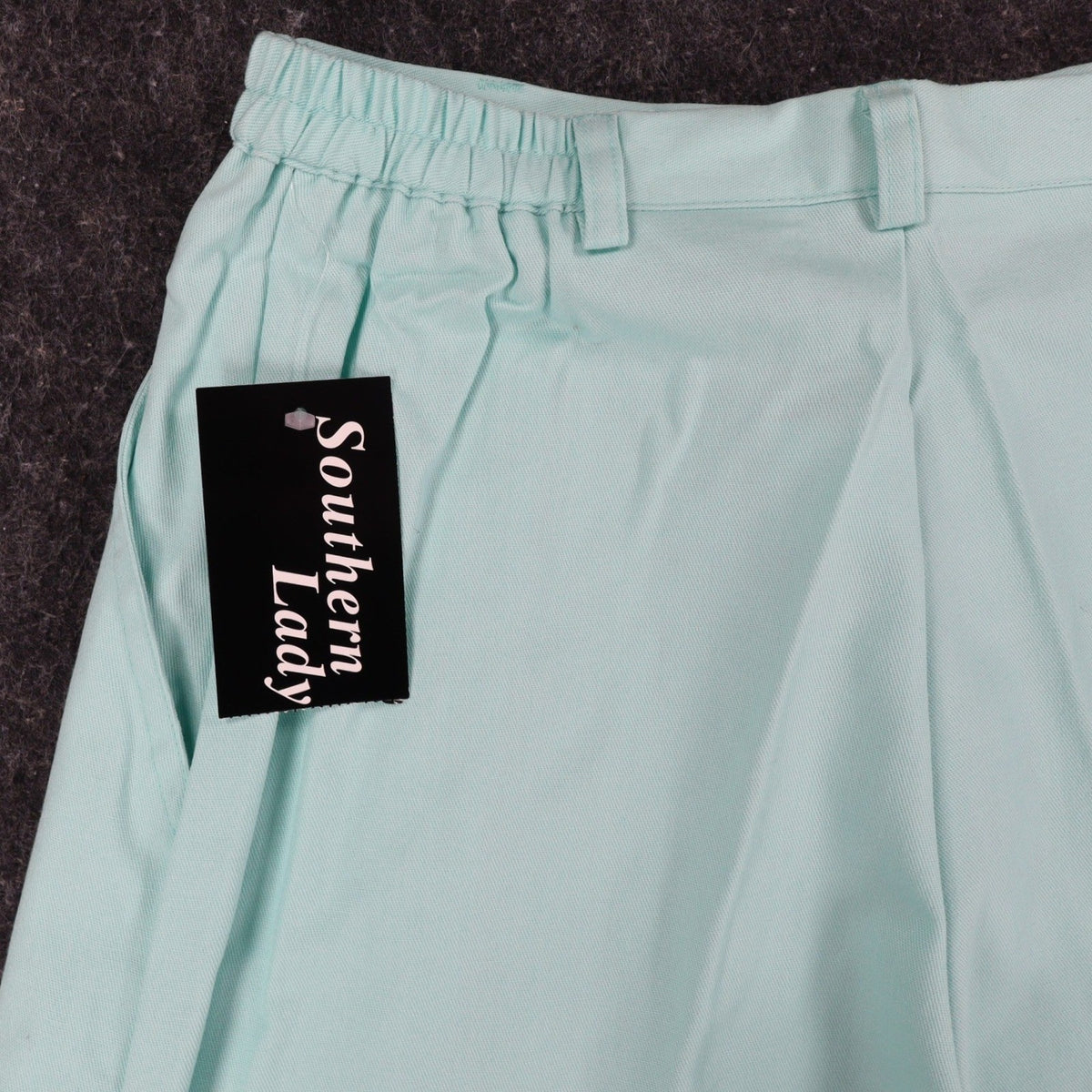 Southern Lady Pleated Shorts Womens Size 10 Aqua Twill High Waist Elastic Back - take2supply