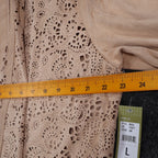 Erin London Open Front Jacket Womens Large Tan Faux Suede Laser Cut Eyelet NEW - take2supply