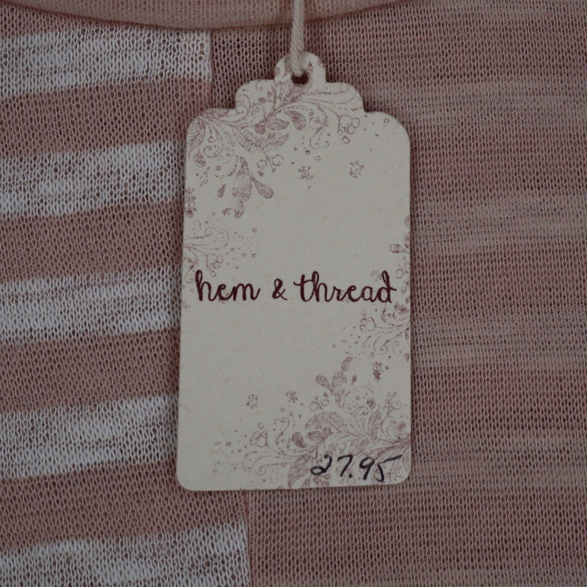 Hem & Thread Top Womens M/L Pink White Striped Oversized Knit Dolman Sleeve Tee - take2supply