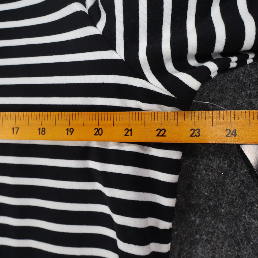 Links Womens L Black White Striped Full Zip Knit Jacket Stretch NWT - take2supply