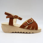 Party Lane Wedge Sandals Toddler Size 10 Vintage Brown Faux Leather Deadstock - take2supply
