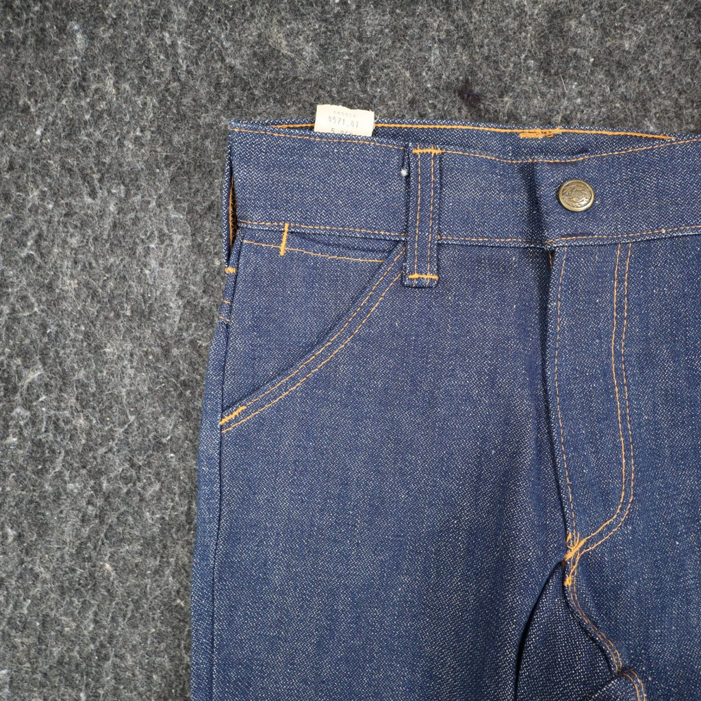 Key Vintage 70s Bell Bottom Jeans Kids 5 Reg Indigo Nu-Weave Denim Deadstock NOS - take2supply
