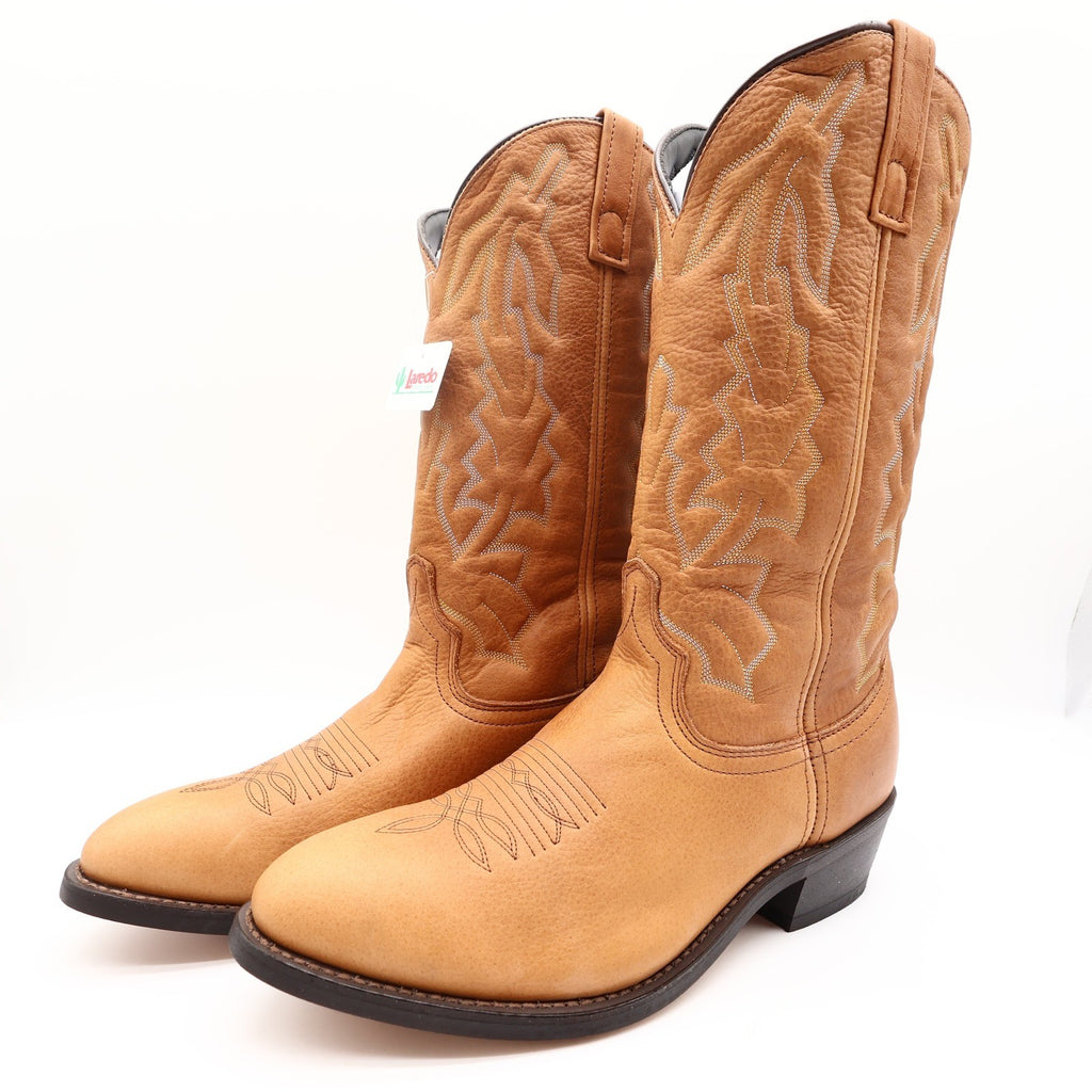 Laredo Western Cowboy Boots Mens 10 EW Leather Walnut Deertan 68372 NWT Box - take2supply