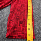 N Touch Blouse Womens Medium Vintage Red Black Geometric Button Front 3/4 Sleeve - take2supply