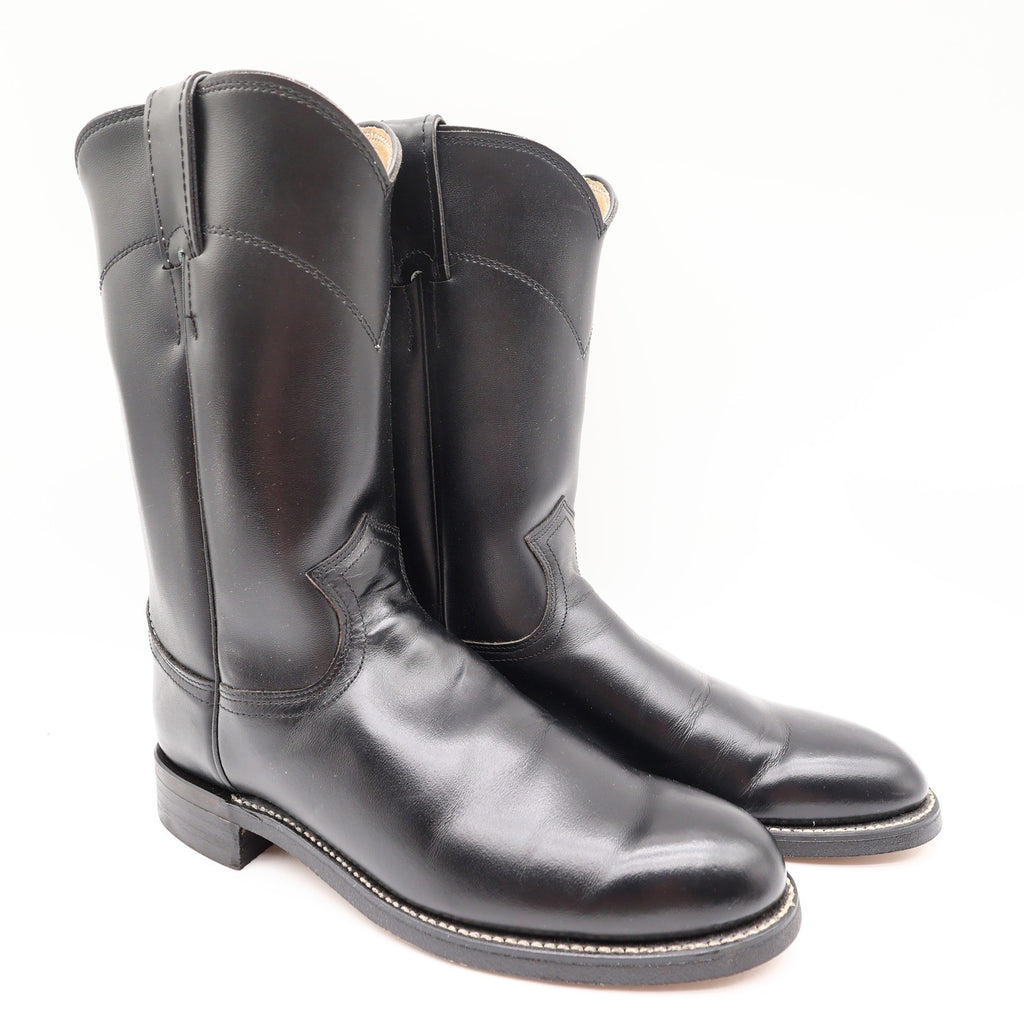 Justin Vintage Cowboy Boots Womens 6 Black Leather Deadstock NIB 3703L - take2supply