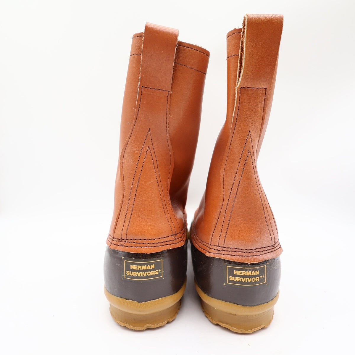 Herman Survivors Vintage 80s Hunter Duck Boots Mens 12 Brown Leather USA NEW - take2supply
