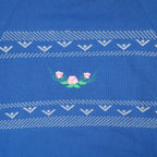 Great Lakes Apparel Sweatshirt Womens Medium Vintage 90s Blue Floral Embroidered - take2supply