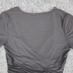 Zoe Ruched V-Neck Top Womens P/S Y2K Deadstock Gray Short Sleeve Canada C1212 - take2supply