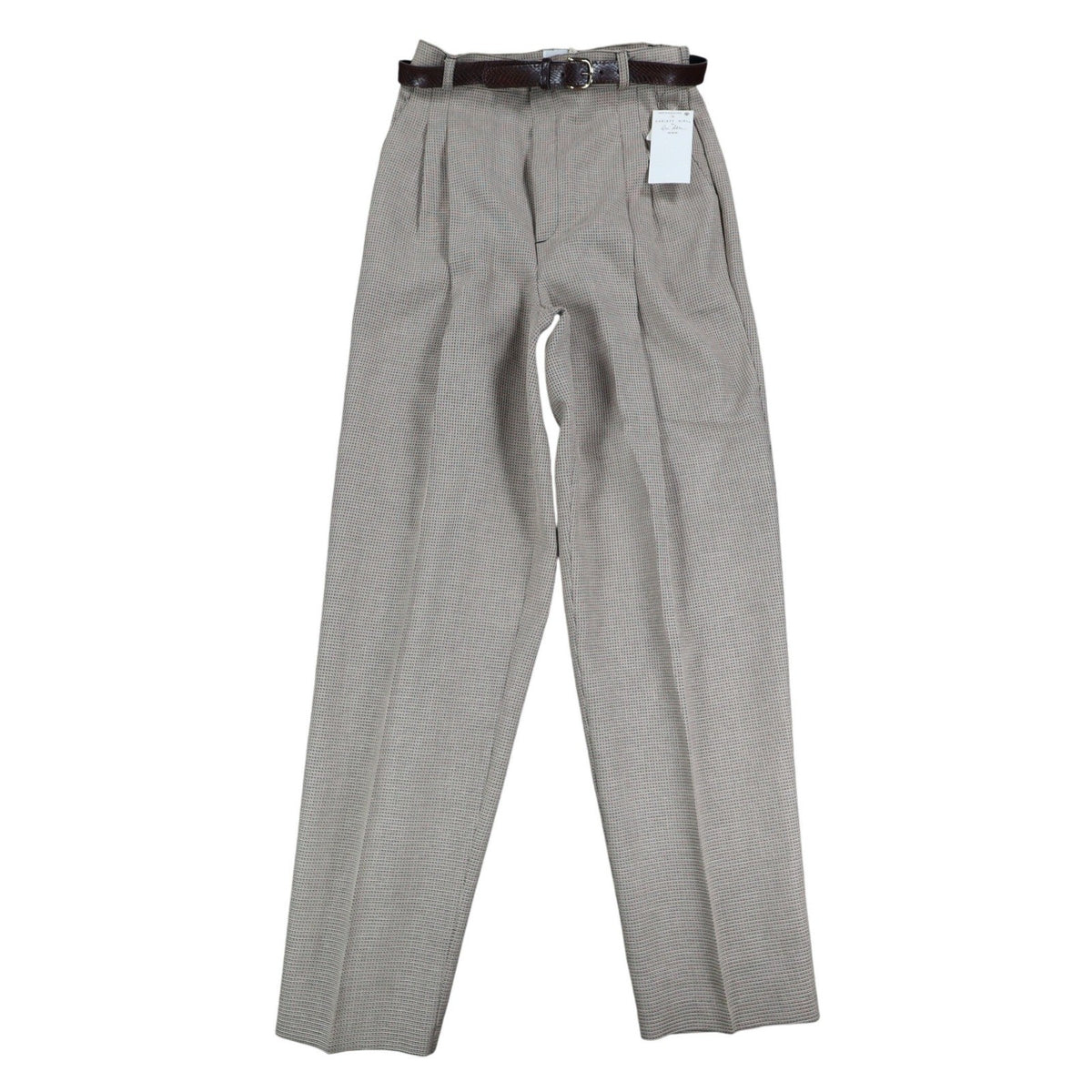 Christy Girl Dori Adler Pants Womens 12 Tan Black Belted Pleated USA NWT NOS - take2supply