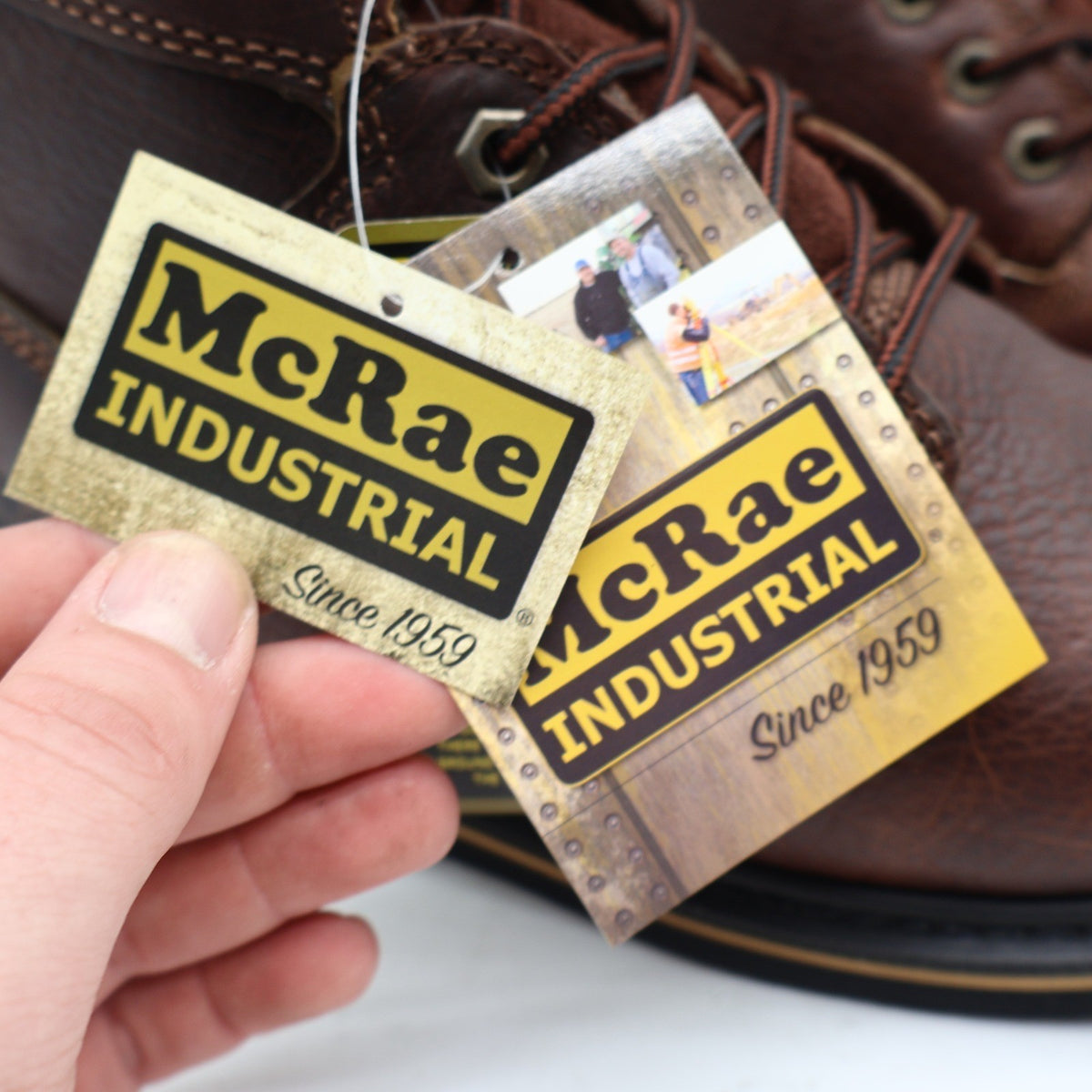 McRae Industrial Work Boots Mens 9 Brown Leather 8in NST Lace Up EH MR88122 - take2supply