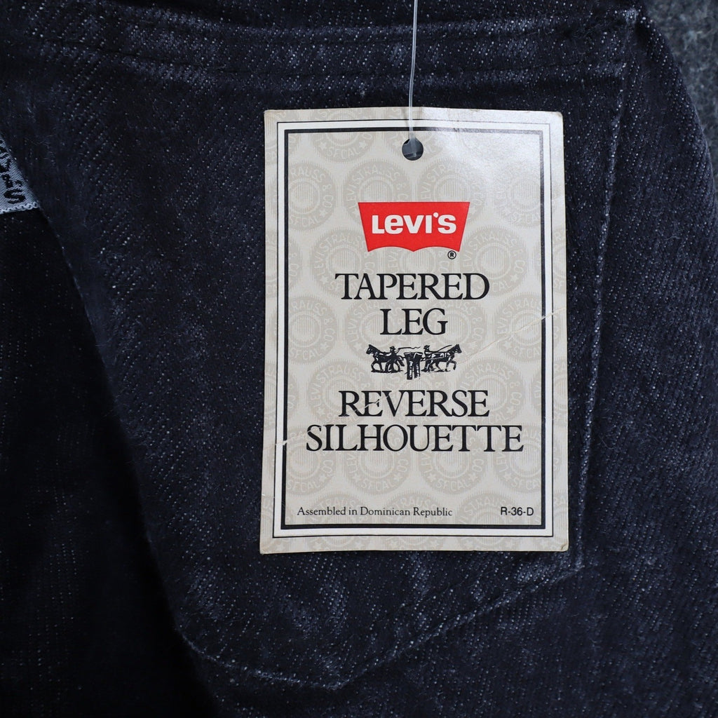 Levis Tapered Leg Jeans Womens 9 VTG 90s Black Reverse Silhouette Striped Denim - take2supply