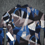 Erin London Women Medium Full Zip Jacket Blue Grey Abstract Grid Search 96455 - take2supply