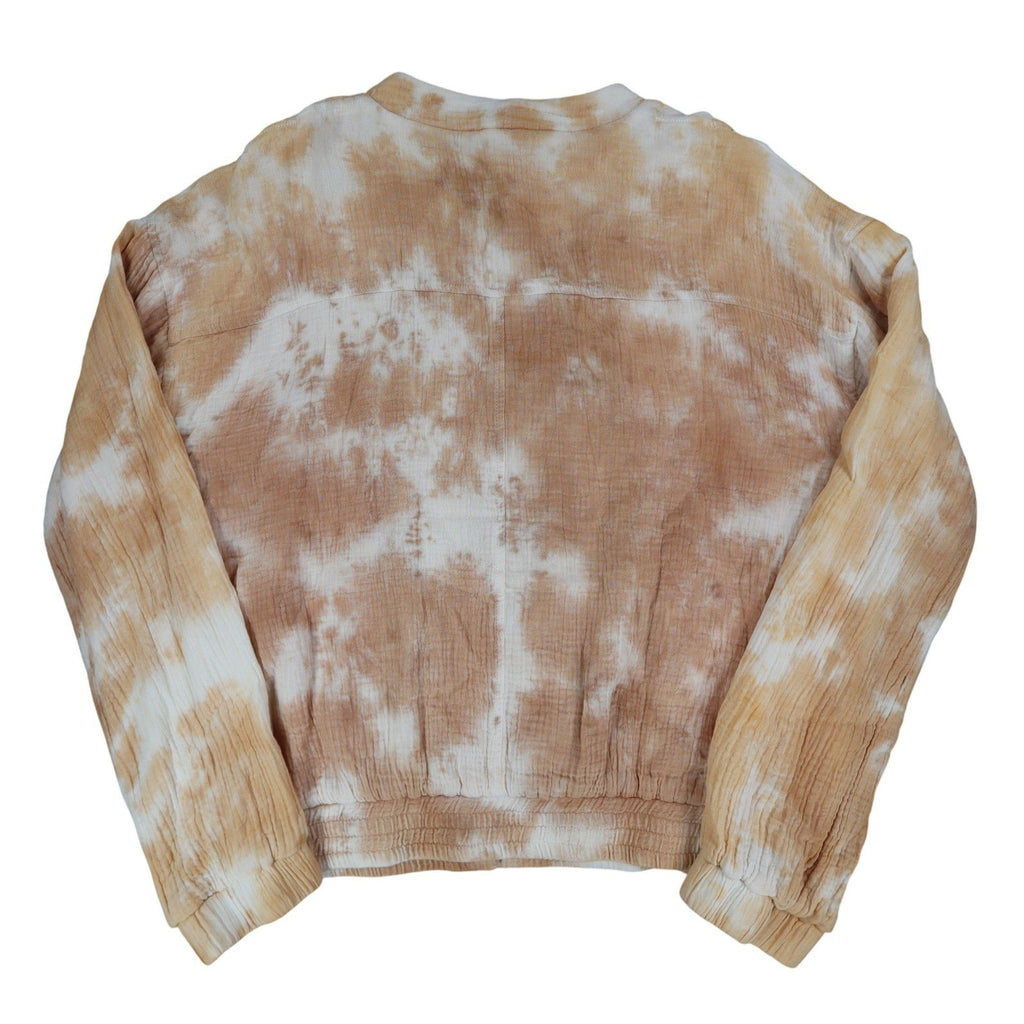Hem & Thread Womens L Tan Cream Tie Dye Cotton Gauze Snap Bomber Jacket NWT - take2supply