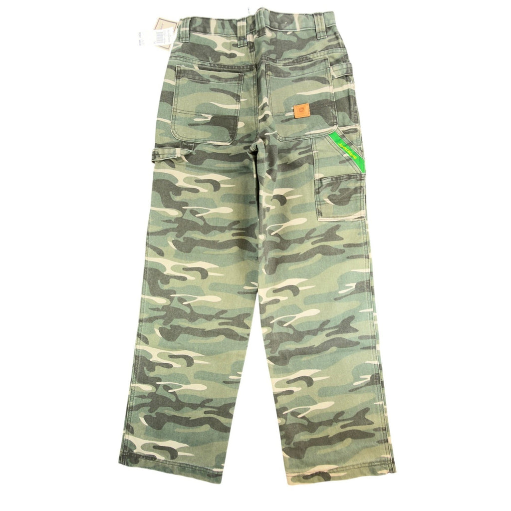 John Deere Carpenter Pants Boys 14 Y2K Camo Canvas Woodland Workwear Deadstock - take2supply