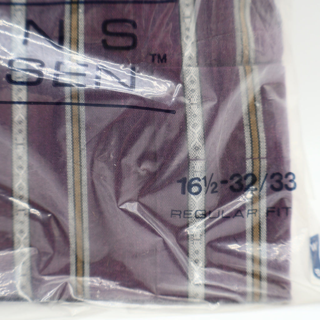 Van Heusen Dress Shirt Mens 16.5 32/33 Vintage 90s Purple Striped Deadstock NIP - take2supply