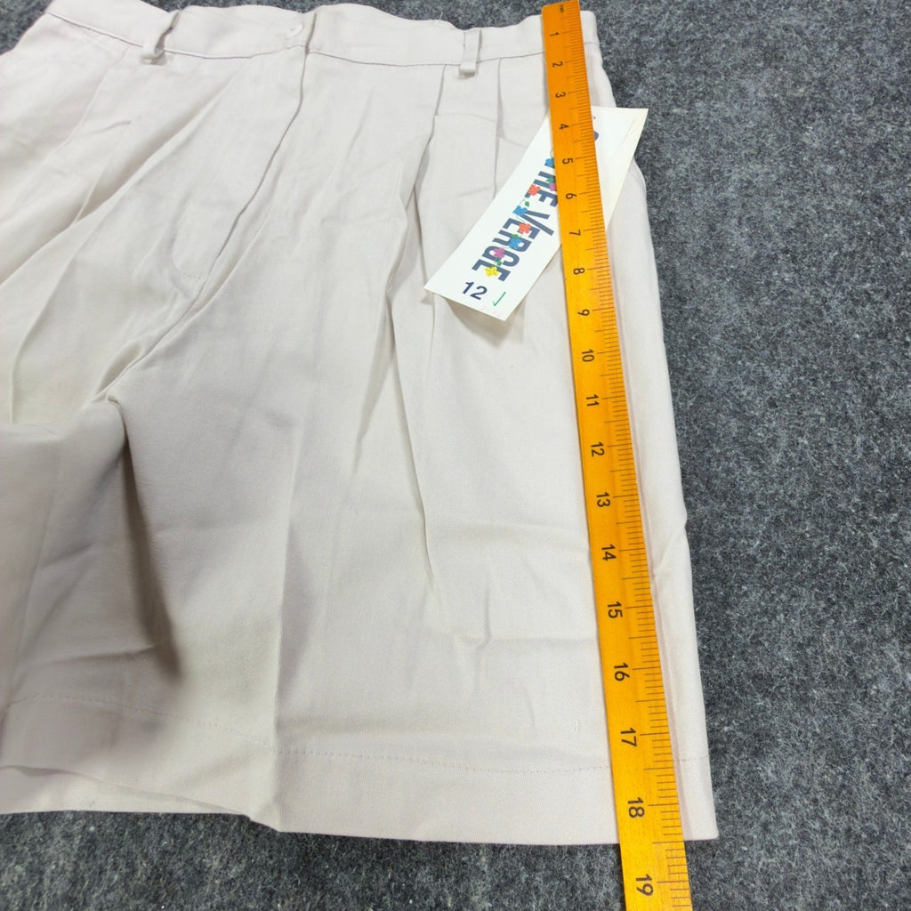 On The Verge Vintage 90s Pleated Shorts Womens 12 Beige Cotton NWT Made in USA - take2supply