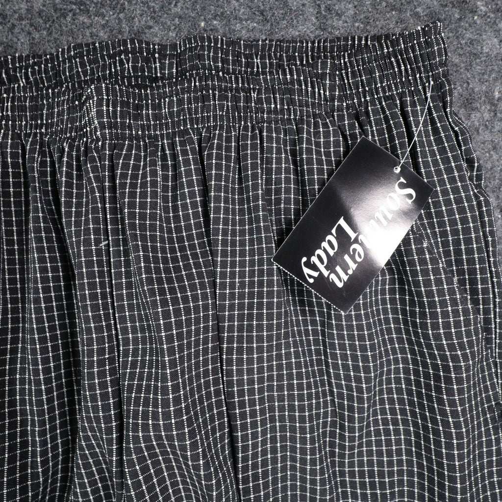Southern Lady Pants Womens Large Black White Grid Check Elastic Waist NWT NOS - take2supply