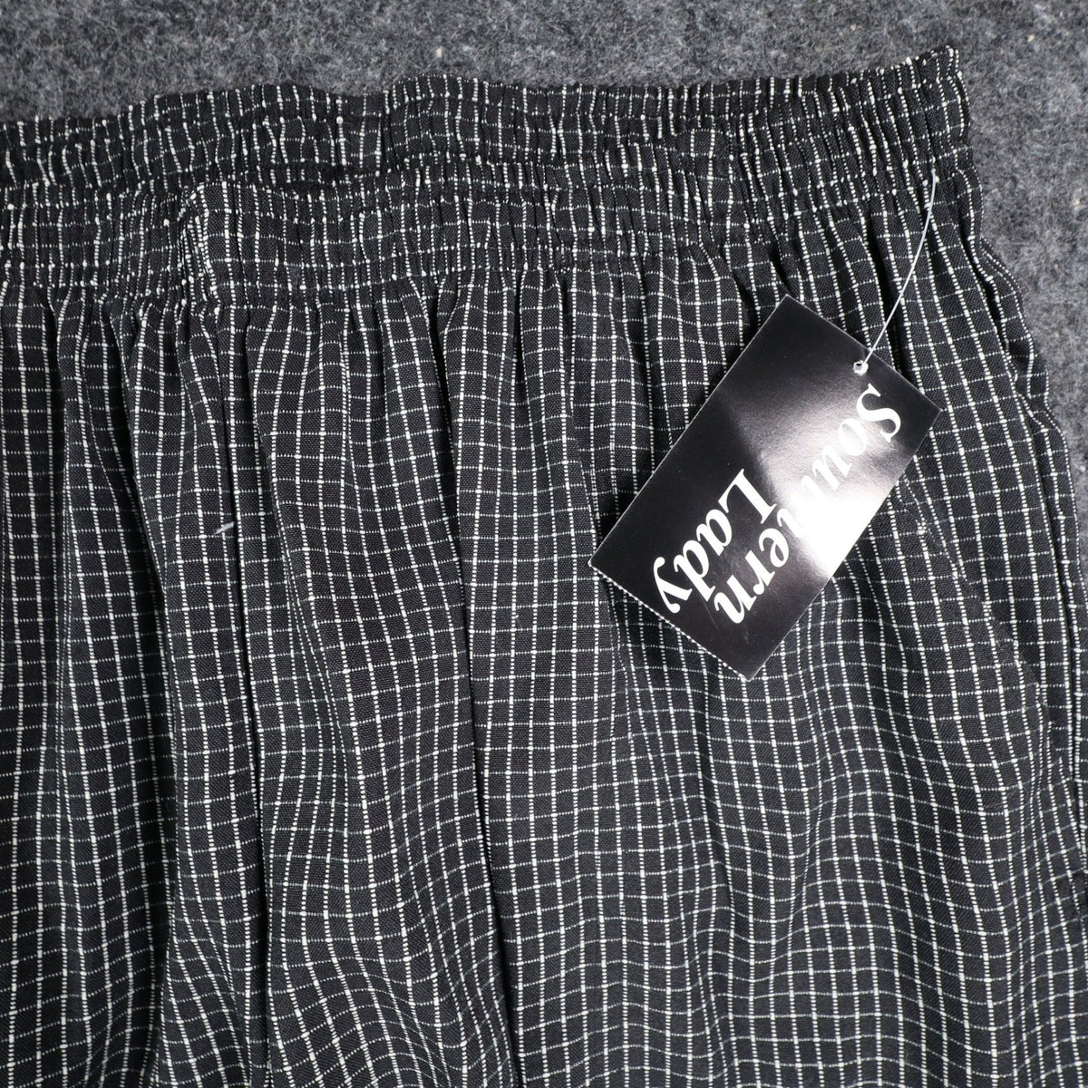Southern Lady Pants Womens Large Black White Grid Check Elastic Waist NWT NOS - take2supply